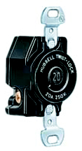 RECEPTACLE BLK 3POLE 4WIRE #2420A 20 A 250V - Twist Lock